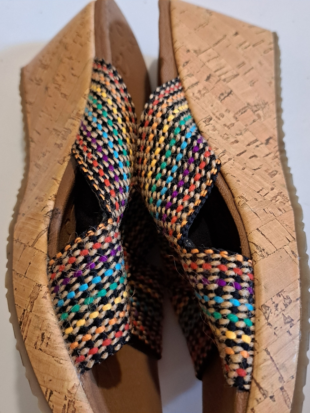 Skechers Cork Wedge Multi Color Strap, Size 8 Height 2.5 inches - Picture 10 of 10